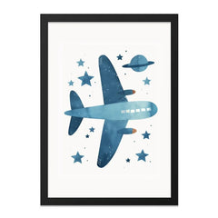 Airplane Wall Art, Kids Room Decor, Nursery Art Print, Space Theme Art, Blue Airplane, Childrens Room, Wall Decor, Aviation Wall Art - Tawshia