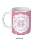 Cute Kawaii Mug, Anime Mug, Hello There Mug, Pink Mug, Sparkly Mug, Gift for Her, Aesthetic Mug, Trendy Mug, Cartoon Mug, Anime Girl - Tawshia