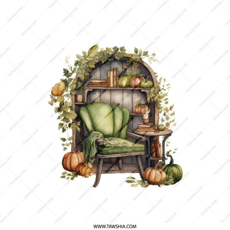 Autumn Reading Nook Pillow, Cozy Fall Decor, Pumpkins and Books Pillow, Book Lover Gift, Fall Throw Pillow, Autumn Home Decor - Tawshia