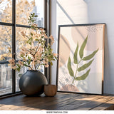Botanical Wall Art, Abstract Leaves Art, Modern Art Print, Minimalist Decor, Geometric Art, Neutral Wall Decor, Home Decor, Framed Art - Tawshia