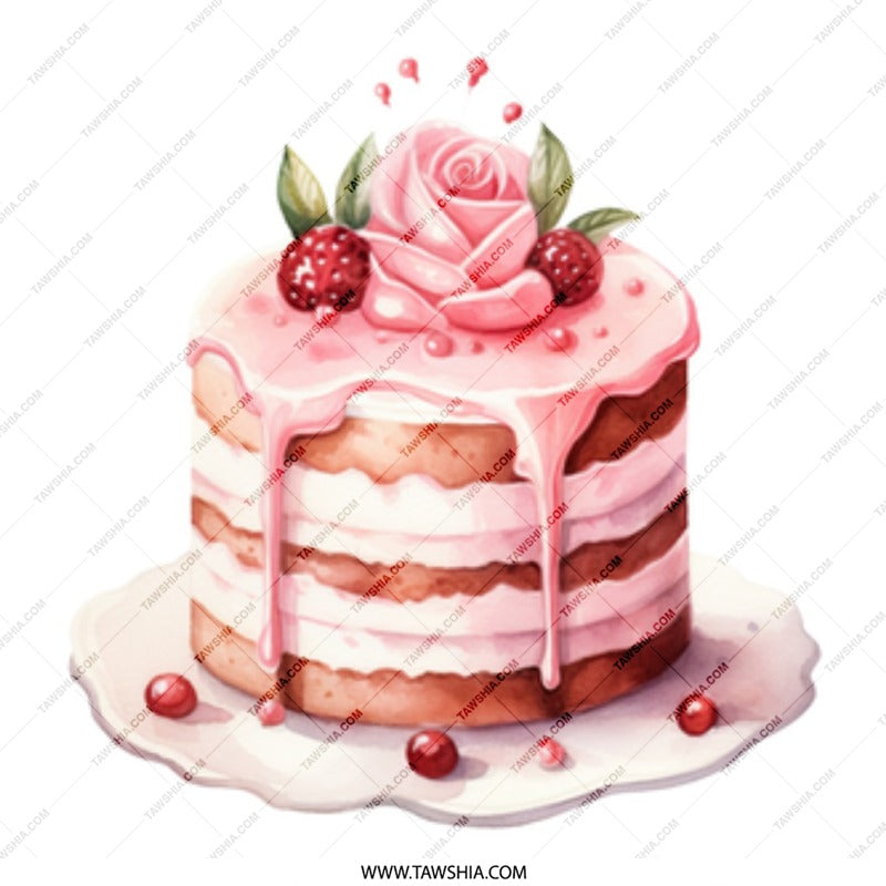Cake Mug, Watercolor Cake, Dessert Mug, Raspberry Cake Art, Rose Cake Mug, Birthday Gift Mug, Baking Lover Mug, Coffee Mug, Tea Mug - Tawshia