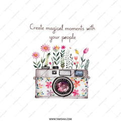 Camera Flower Pillow, Floral Camera, Photographer Gift, Botanical Pillow, Spring Decor, Home Decor Pillow, Accent Pillow, Statement Pillow - Tawshia