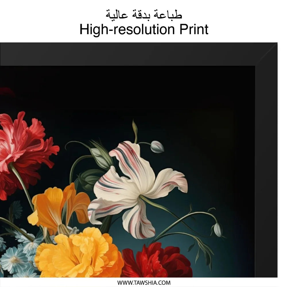 Floral Wall Art, Flower Bouquet Print, Still Life Art, Elegant Home Decor, Classic Painting, Botanical Art, Vase Arrangement Art - Tawshia