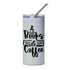 Books and Coffee Tumbler, Book Lover Gift, Coffee Lover Tumbler, Reader Gift Idea, Gift for Bookworm, Coffee Tumbler Cup - Tawshia