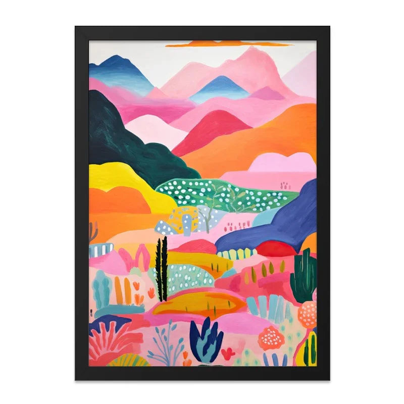 Colorful Landscape Wall Art, Mountain View Painting, Abstract Nature Print, Vivid Scenery Home Decor, Modern Wall Art - Tawshia