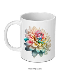 Floral Mug, Dahlia Flower Gift, Colorful Flower Coffee Cup, Botanical Art Mug, Unique Tea Cup, Gift for Her, Flower Lover Mug, Floral Art - Tawshia