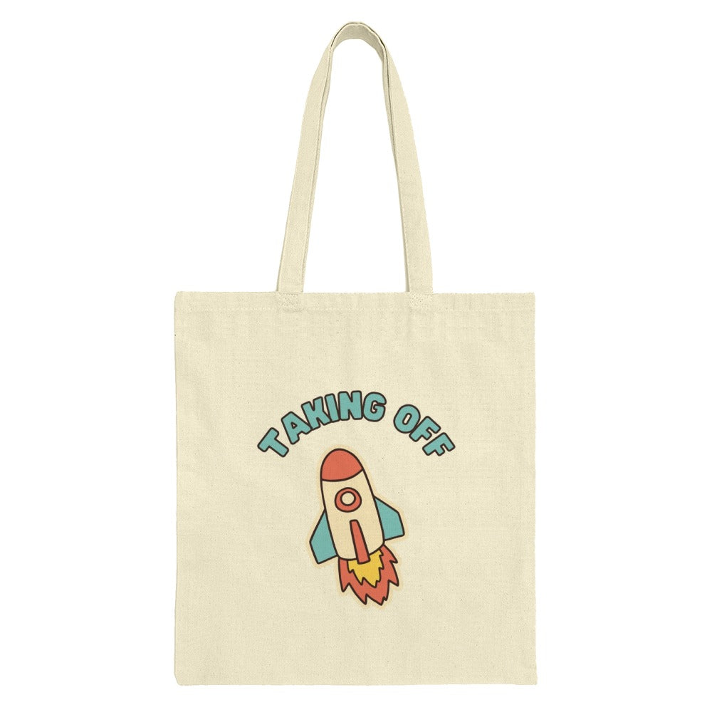 Taking Off Rocket Tote Bag, Space Adventure Bag, Trendy Travel Bag, Everyday Carry Bag, Gift for Space Lover - Tawshia