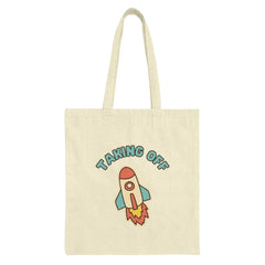 Taking Off Rocket Tote Bag, Space Adventure Bag, Trendy Travel Bag, Everyday Carry Bag, Gift for Space Lover - Tawshia