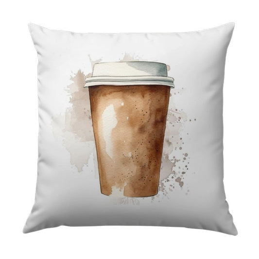 Coffee Cup Pillow, Watercolor Painting Art, Coffee Lover Gift, Decorative Throw Pillow, Home Decor - Tawshia