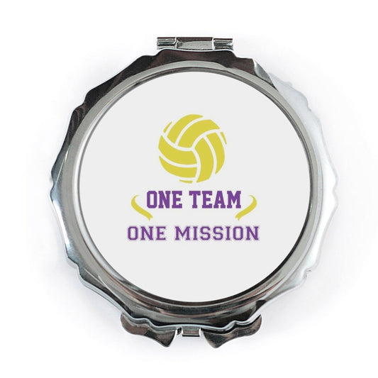 Volleyball Pocket Mirror, One Team, One Mission Compact Mirror, Sports Gift, Team Spirit Mirror, Volleyball Lover Gift, Coaching Gift - Tawshia
