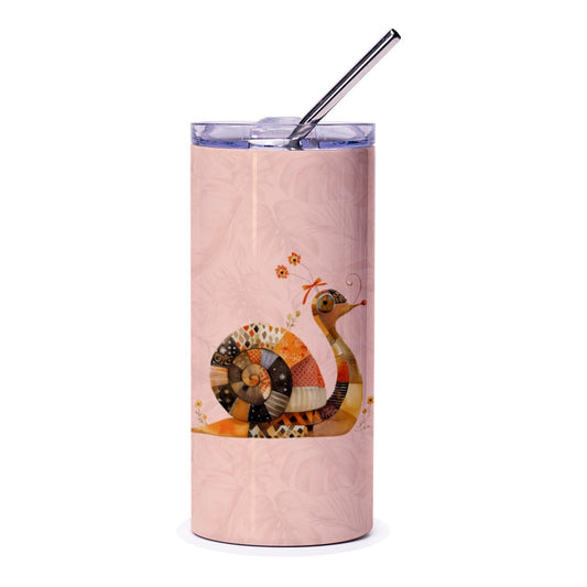 Cute Snail Tumbler, Patchwork Style, Fun Snail Design, Travel Mug, Gift Idea, Unique Tumbler, Everyday Tumbler, Coffee Tumbler - Tawshia
