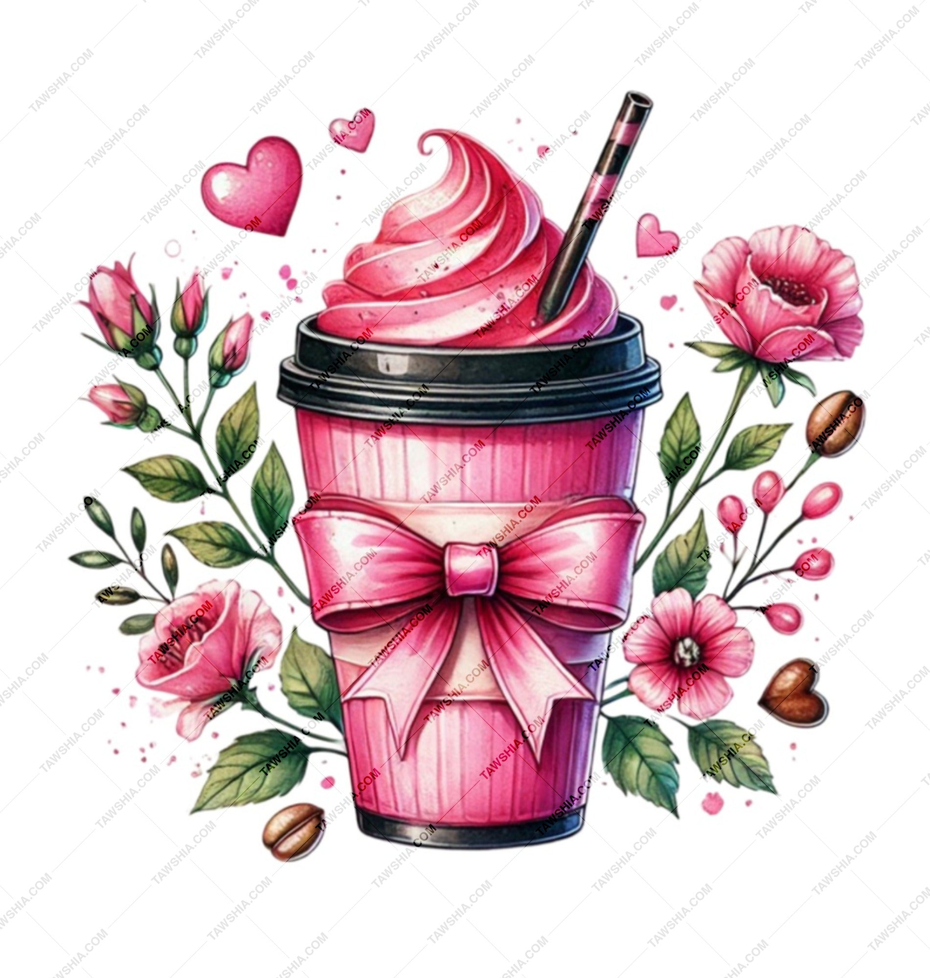 Pink Drink Mug, Floral Coffee Cup, Latte Art, Cute Coffee Mug, Gift for Her, Coffee Lover Gift, Unique Mug Design, Tea Cup, Gift Mug - Tawshia