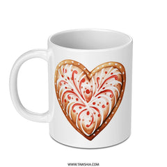 Gingerbread Heart Mug, Holiday Mug, Christmas Mug, Festive Mug, Baking Mug, Sweet Treat Mug, Winter Mug, Kitchen Mug - Tawshia