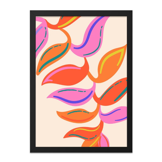 Abstract Leaves Wall Art, Colorful Botanical Print, Modern Foliage Decor, Home Decor, Trendy Wall Decor, Framed Art Print - Tawshia