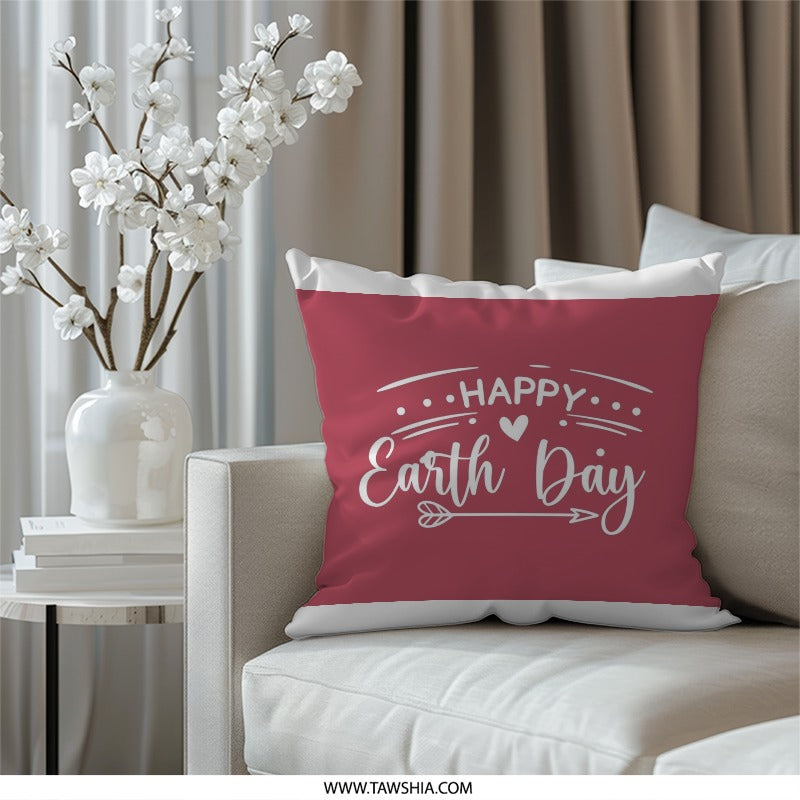 Happy Earth Day Pillow, Decorative Throw Pillow, Earth Day Gift, Home Decor, Eco Friendly Pillow, Gift for Environmentalist - Tawshia