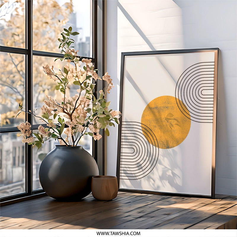 Abstract Circle Wall Art, Mid Century Modern Print, Geometric Wall Decor, Minimalist Art Print, Boho Art, Housewarming Gift Idea - Tawshia