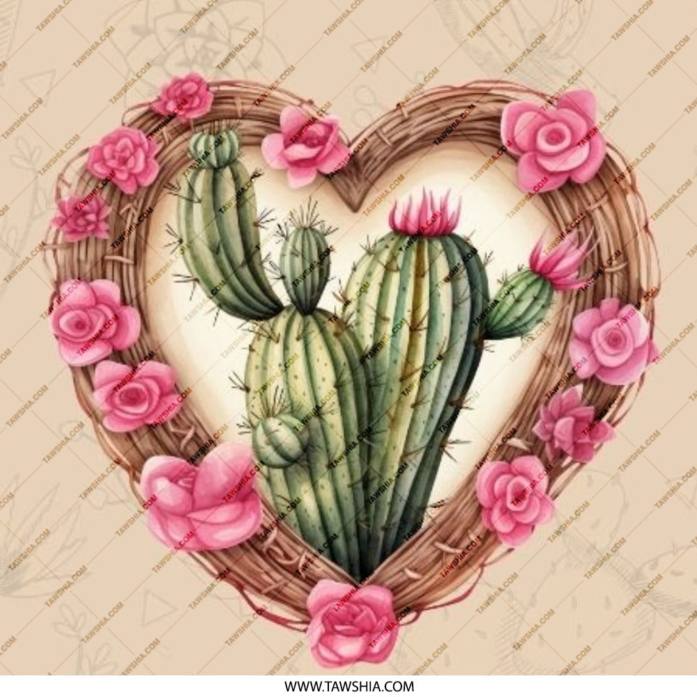Cactus Heart Pinback Button, Floral Love, Desert Flower, Succulent Badge, Pink Rose, Botanical Button, Boho Gift, Western Decor, Cute Pin - Tawshia