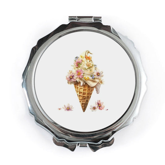 Ice Cream Pocket Mirror, Floral Pocket Mirror, Compact Mirror, Pocket Mirror, Gifts for her, Travel Mirror, Makeup Mirror, Vanity Mirror - Tawshia
