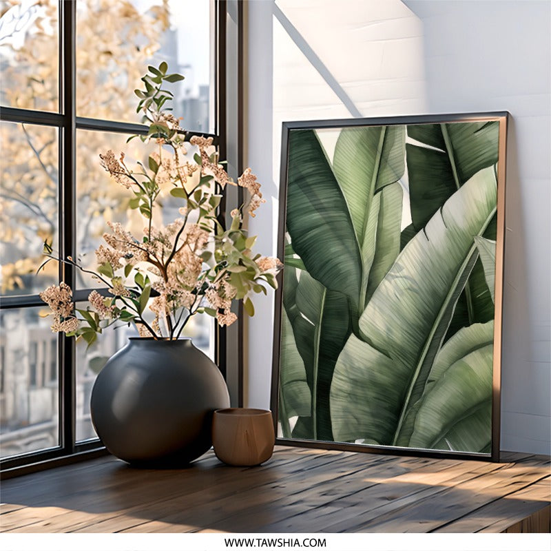 Banana Leaf Wall Art, Tropical Leaves Print, Greenery Decor, Botanical Wall Decor, Modern Wall Art, Nature Inspired Artwork, Home Decor - Tawshia