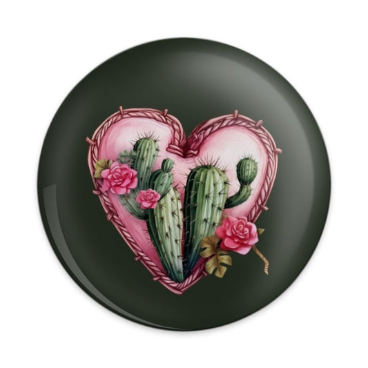 Cactus Heart Pinback Button, Floral Succulent Badge, Pink Heart Button, Desert Love Pin, Botanical Button, Cute Plant Lover Gift, Trendy Pin - Tawshia