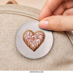 Heart Cookie Pinback Button, Valentine's Day, Love Gift, Cute Button, Holiday Button, Unique Button, Decorative Pinback Button - Tawshia