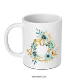 Floral Wreath Mug, Nautical Decor, Beachy Coffee Mug, Summer Gift, Coastal Design Mug, Unique Gifts, Decorative Mugs, Flower Pattern, Mugs - Tawshia