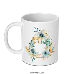 Floral Wreath Mug, Nautical Decor, Beachy Coffee Mug, Summer Gift, Coastal Design Mug, Unique Gifts, Decorative Mugs, Flower Pattern, Mugs - Tawshia