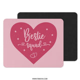 Bestie Squad Mouse Pad, Friendship Gift, Cute Office Decor, Pink Heart Mousepad, Gift For Best Friend, Galentine's Day Gift - Tawshia