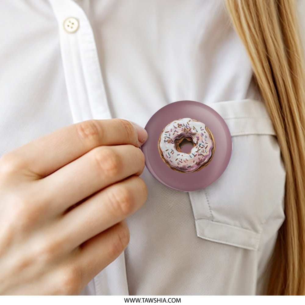 Doughnut Pinback Button, Sweet Treat Accessory, Foodie Gift, Glazed Donut Badge, Sprinkle Button, Unique Button, Collectible Pins - Tawshia