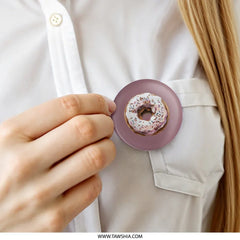 Doughnut Pinback Button, Sweet Treat Accessory, Foodie Gift, Glazed Donut Badge, Sprinkle Button, Unique Button, Collectible Pins - Tawshia
