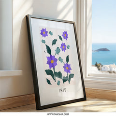 Iris Flower Wall Art, Floral Wall Decor, Purple Flower Art, Modern Botanical Print, Minimalist Wall Art, Home Decor, Trendy Wall Decor - Tawshia