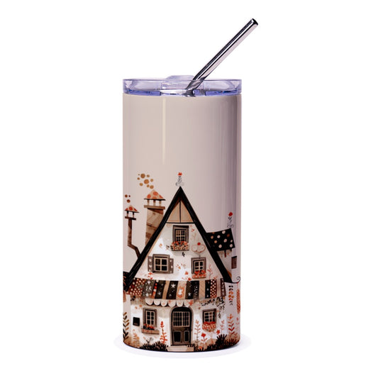 Cottage Tumbler, Cute House Tumbler, Whimsical Tumbler, Charming Home Design, Unique Tumbler Gift, Drinkware, Cozy Home Tumbler - Tawshia
