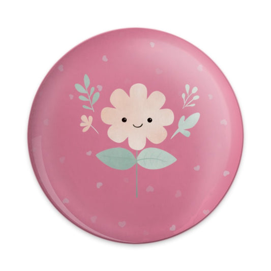 Cute Flower Pinback, Pink Floral Badge, Smiling Blossom Pin, Botanical Button, Floral Accessories, Kawaii Pin, Gift for Her, Unique Pinback - Tawshia