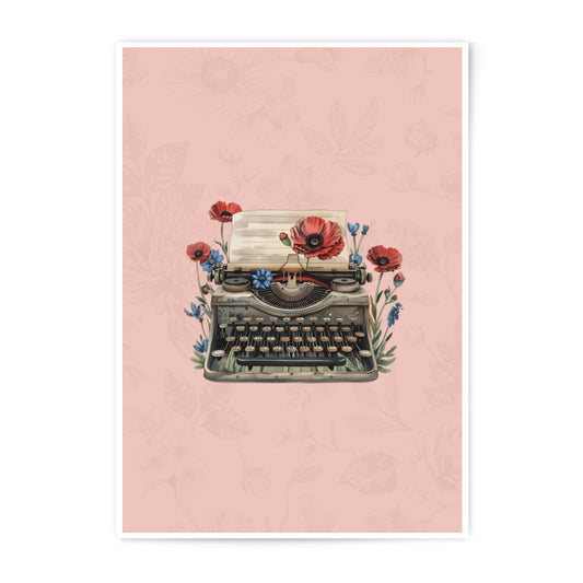 Vintage Typewriter Photographic Print, Floral Art Print, Red Poppies, Office Decor, Writer Gift, Book Lover Gift - Tawshia