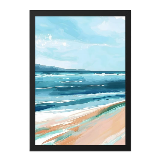 Ocean Beach Wall Art, Coastal Seascape Painting, Abstract Beach Print, Sea Waves Artwork, Tropical Decor, Nautical Wall Decor, Beach House - Tawshia