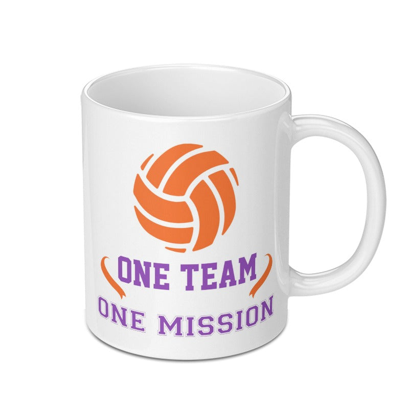 Volleyball Team Mug, One Team One Mission Coffee Cup, Sports Lover Gift, Athlete Mug, Volleyball Gift Idea, Personalized Volleyball Mug - Tawshia