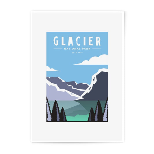 Glacier National Park Photographic Print, Vintage Travel Poster Art, National Park Art Print, Montana Wall Decor, Glacier Souvenir - Tawshia