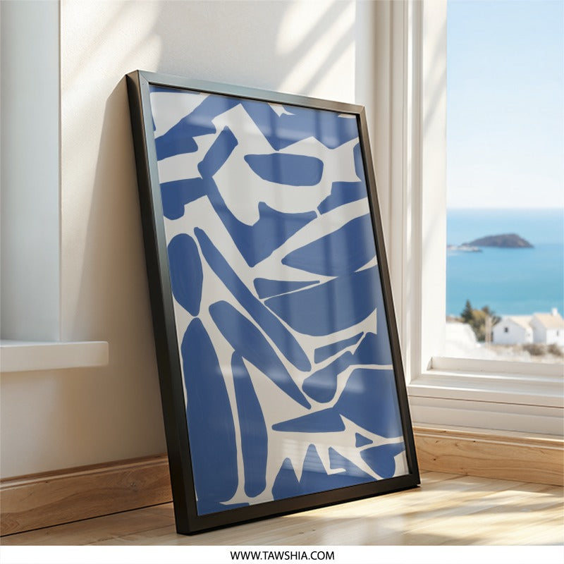 Blue Abstract Wall Art, Modern Art Print, Minimalist Art, Graphic Wall Decor, Living Room Art, Bedroom Decor, Home Decor Art - Tawshia