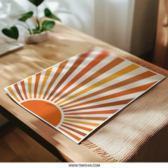 Retro Sun Photographic Print, 70s Inspired Art, Abstract Sunrise Wall Decor, Warm Tone Home Art, Minimalist Poster, Bohemian Art Print - Tawshia