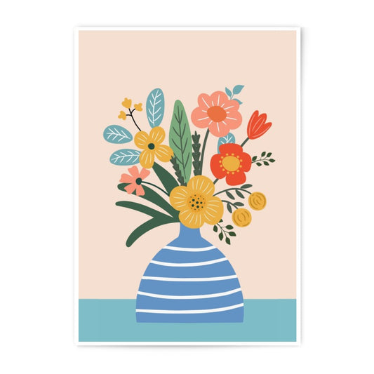 Floral Photographic Print, Flower Bouquet Art, Colorful Botanical Decor, Modern Floral Illustration, Vase of Flowers Print - Tawshia