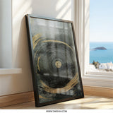 Abstract Circle Wall Art, Contemporary Art Print, Modern Home Decor, Geometric Art, Gold Accent Wall Decor, Unique Wall Art Design - Tawshia