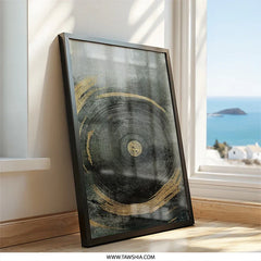 Abstract Circle Wall Art, Contemporary Art Print, Modern Home Decor, Geometric Art, Gold Accent Wall Decor, Unique Wall Art Design - Tawshia