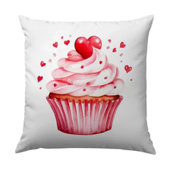 Cupcake Heart Pillow, Sweet Treat Cushion, Valentine's Day Home Decor, Romantic Pillow, Dessert Lover Gift, Whimsical Pillow, Cute Pillow - Tawshia