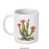 Blooming Cactus Mug, Floral Mug, Southwest Desert Mug, Botanical Mug, Cute Mug, Succulent Mug, Plant Lover Gift, Unique Mug Design - Tawshia