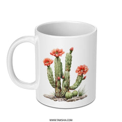 Blooming Cactus Mug, Floral Mug, Southwest Desert Mug, Botanical Mug, Cute Mug, Succulent Mug, Plant Lover Gift, Unique Mug Design - Tawshia