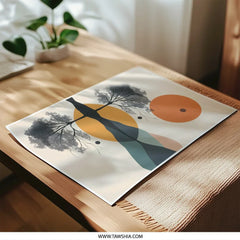 Minimalist Tree Reflection Photographic Print, Abstract Sunset Art, Modern Landscape Wall Decor, Geometric Nature Photography - Tawshia