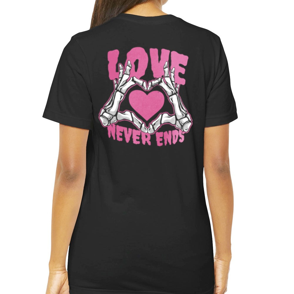 Love Never Ends Pink Heart Design T-Shirt product type