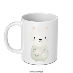 Cute Bear Mug, Floral Bear Coffee Mug, Animal Lover Gift, Kawaii Mug, Gift For Her, Novelty Mugs, Decorative Mug - Tawshia