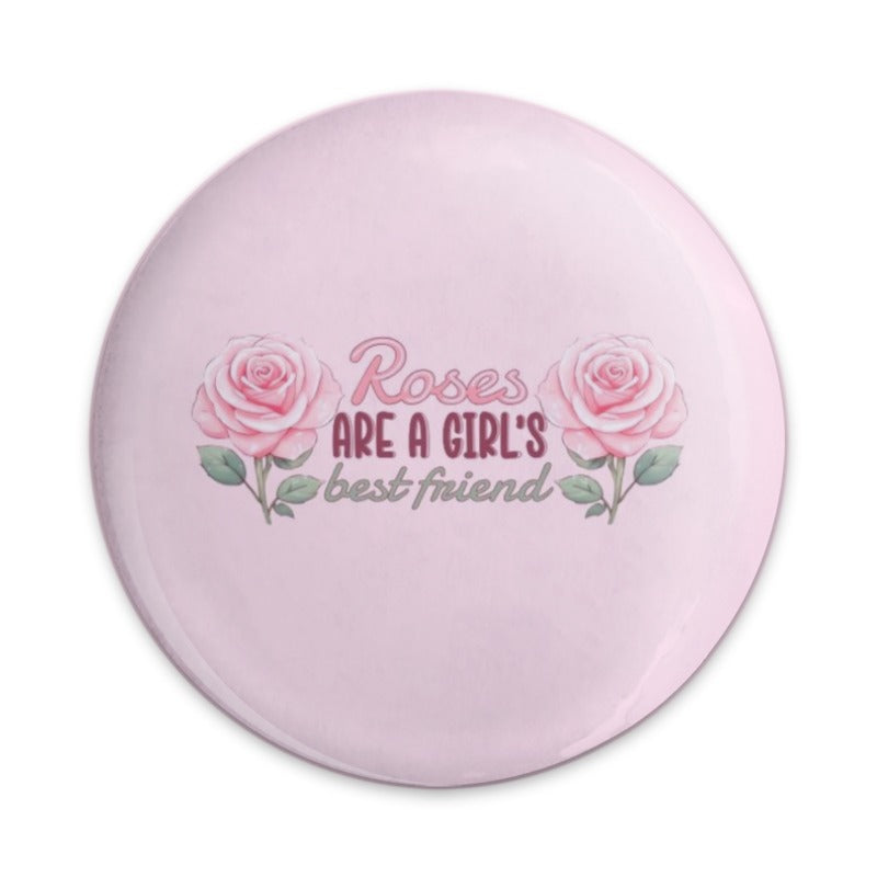 Roses are a Girl's Best Friend Pinback Button, Floral Pin, Gift for Her, Pink Rose Button, Cute Button, Flower Button, Trendy Aesthetic - Tawshia