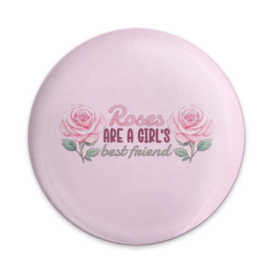 Roses are a Girl's Best Friend Pinback Button, Floral Pin, Gift for Her, Pink Rose Button, Cute Button, Flower Button, Trendy Aesthetic - Tawshia